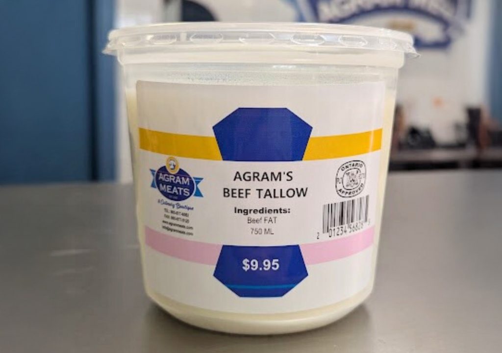 A tub of Agram beef tallow
