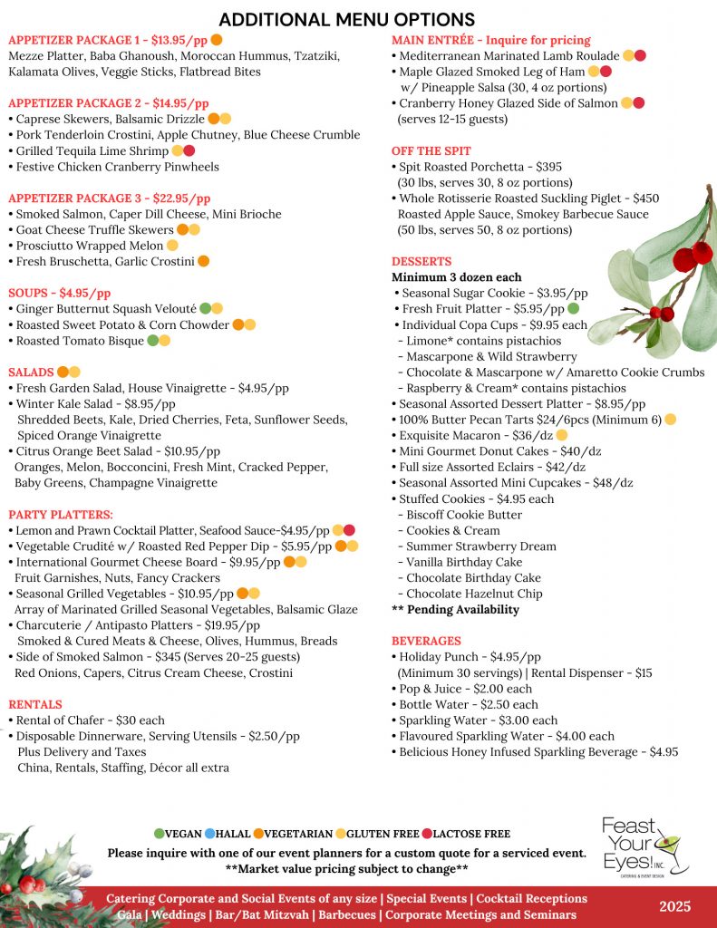 Feast Your Eyes Holiday Menu
